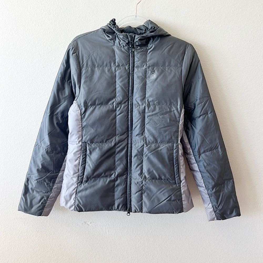 Brooks Brothers Two-Tone Gray Hooded Puffer Jacket